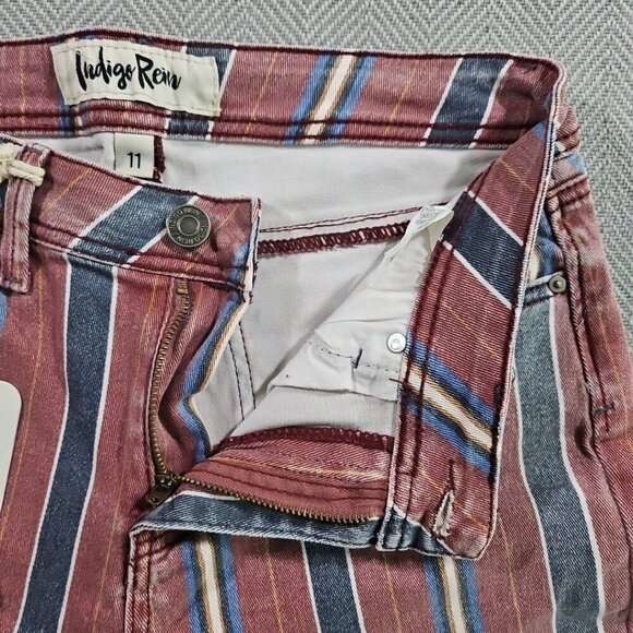 Indigo Rein Junior's Jeans Size 11 Ankle Mid Rise Red Blue Stripe RN 128963 NWT - Picture 10 of 16